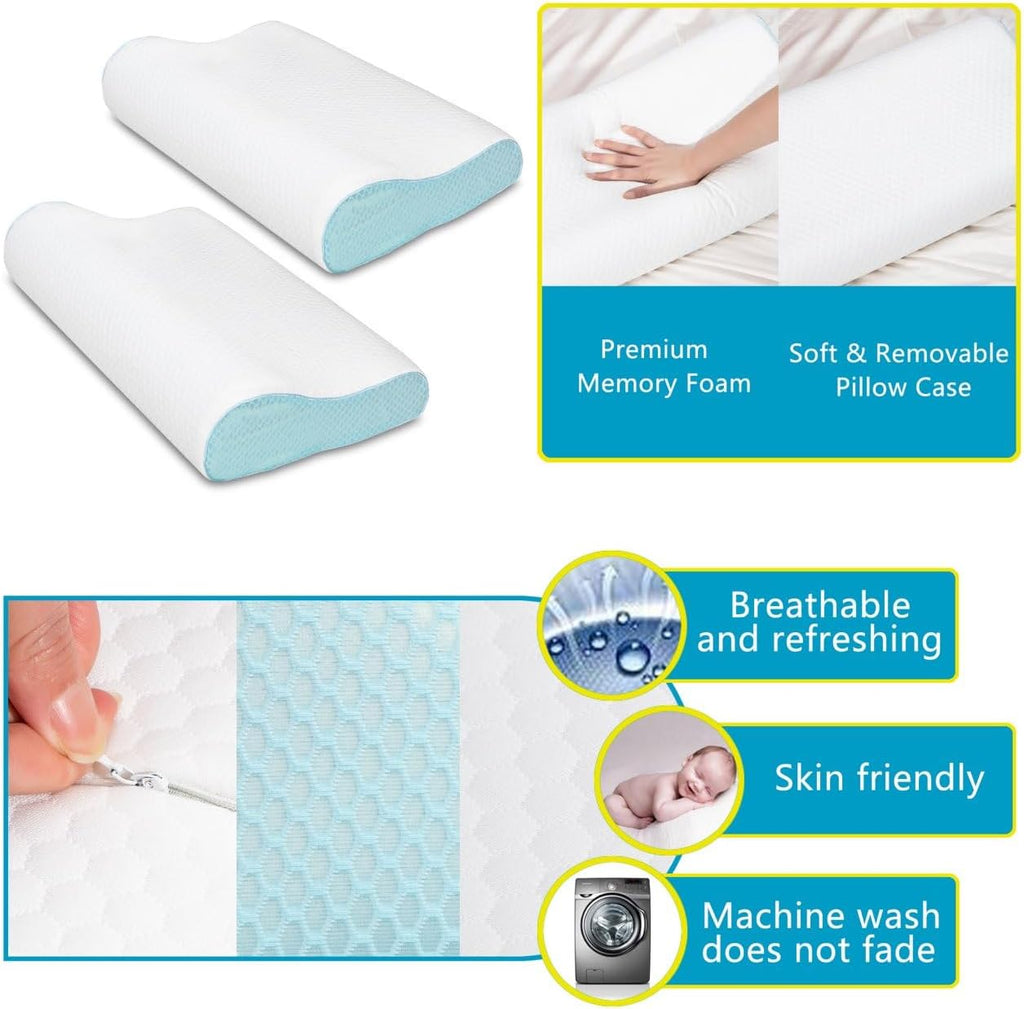 Oreiller Orthopédique Mousse à Mémoire Wave 60x40cm ONDIWELL وسادة طبية مريحة لتقويم العمود الفقري بتقنية الذاكرة 60×40 سم